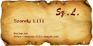 Szondy Lili névjegykártya